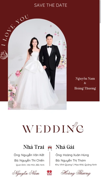 Thiệp cưới online Nguyễn Nam & Hoàng Thương từ Cinelove