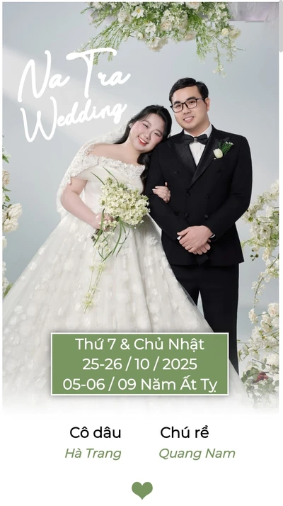 Thiệp cưới online Thiệp Mời Đám Cưới NaTra 25-26/10 từ Cinelove